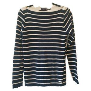 Paul Shark Sweater Womens Yachting Striped Navy Nautical Italy L Anchor Luxury